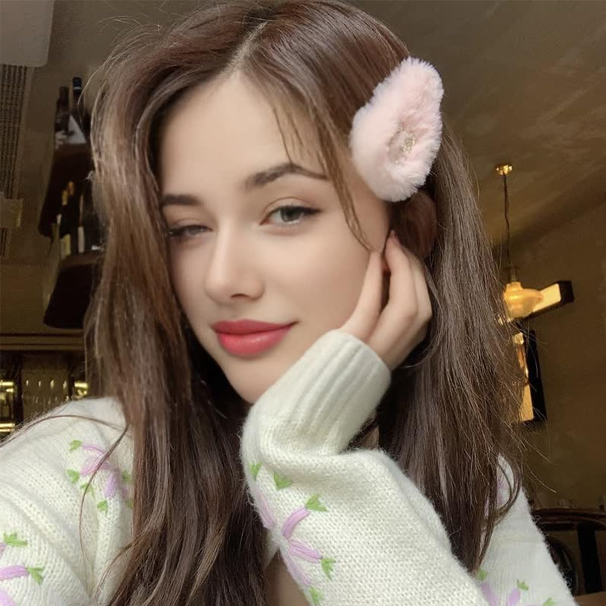 3Ps Women'S Small Hair Clips Plush for Styling Large Letters Duckbill Hair Clips Thick & Thin Hair Accessory image number 3