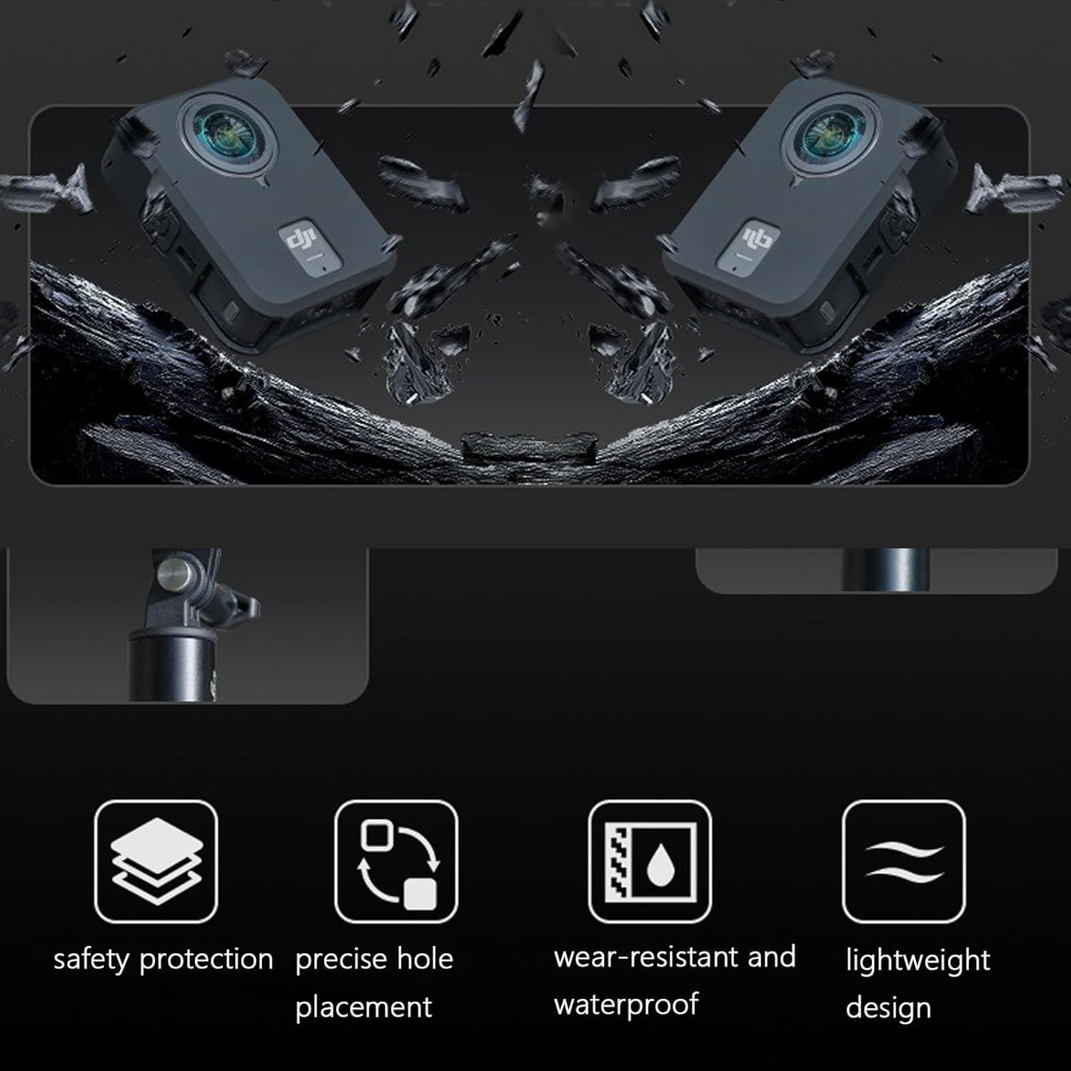 T Tersely Silicone Protective Case and Lens Cap for DJI OSMO 360, Sports Camera Body Frame Sleeve Accessories, Anti-Slip Anti-Scratch Protector Cover image number 3