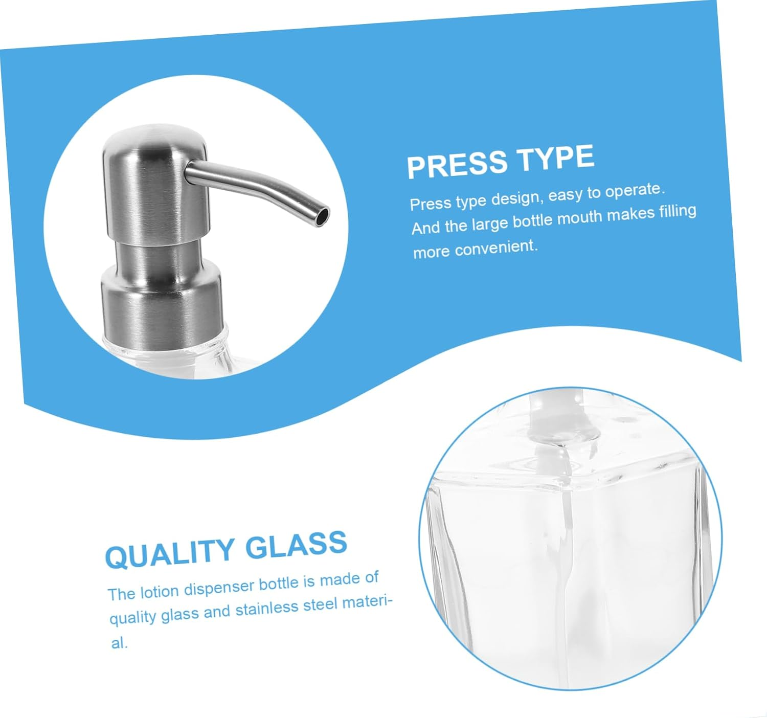 LIFKOME Stainless Steel Glass Liquid Soap Dispenser Pump Refillable Foaming Hand Wash Dispenser for Bathroom Kitchen image number 4