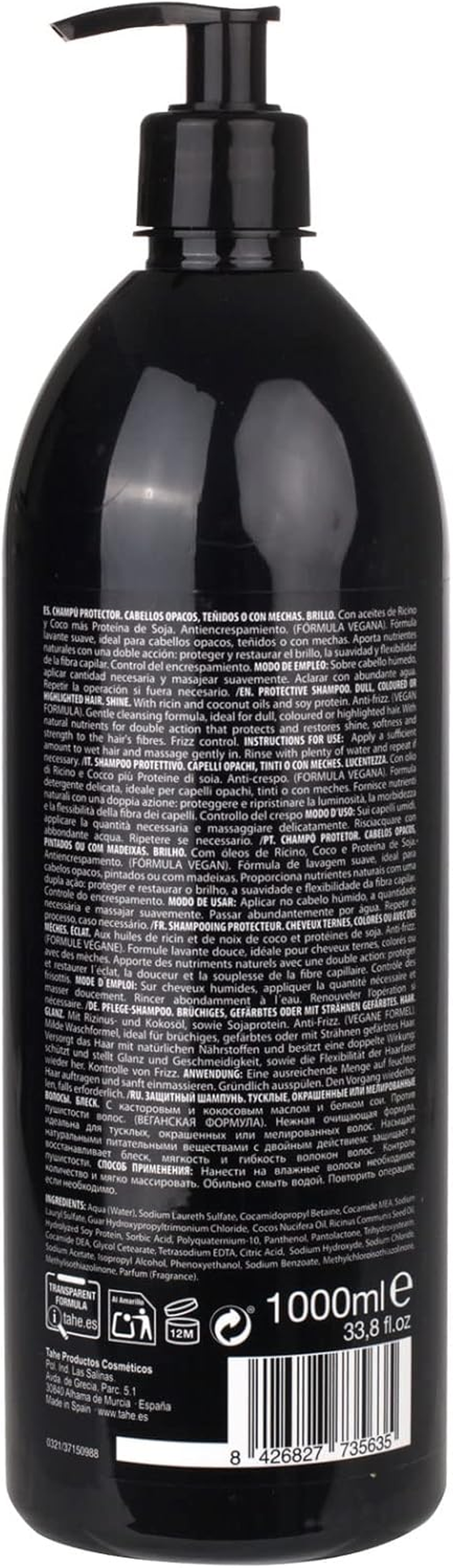 Tahe Gold Protein Color-Protective Shampoo with Castor and Coconut Oils and Soy Protein 1000 Ml image number 3