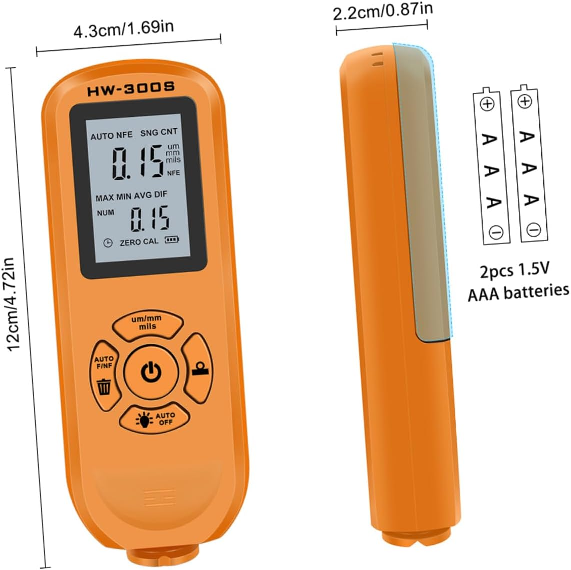Car Coated Thickness Tester Automotive Paint Gauge Digital Display 0-2000&Mu;m Measurement Range Lightweight and Easy to Use