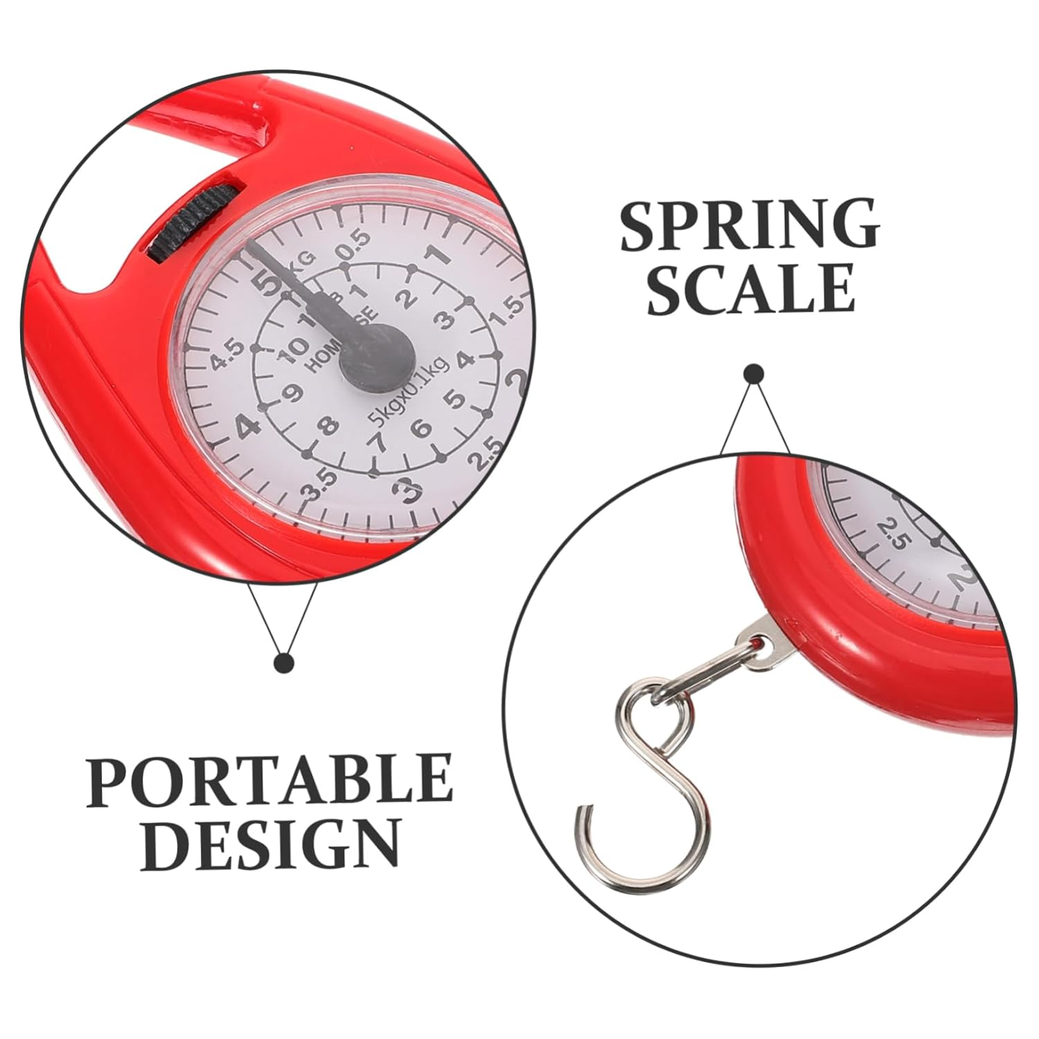 TOYZFRIENDY Mini Portable Red Spring Scale Hook Handheld Luggage and Fishing Weighing Scale for Travel and Outdoor Use