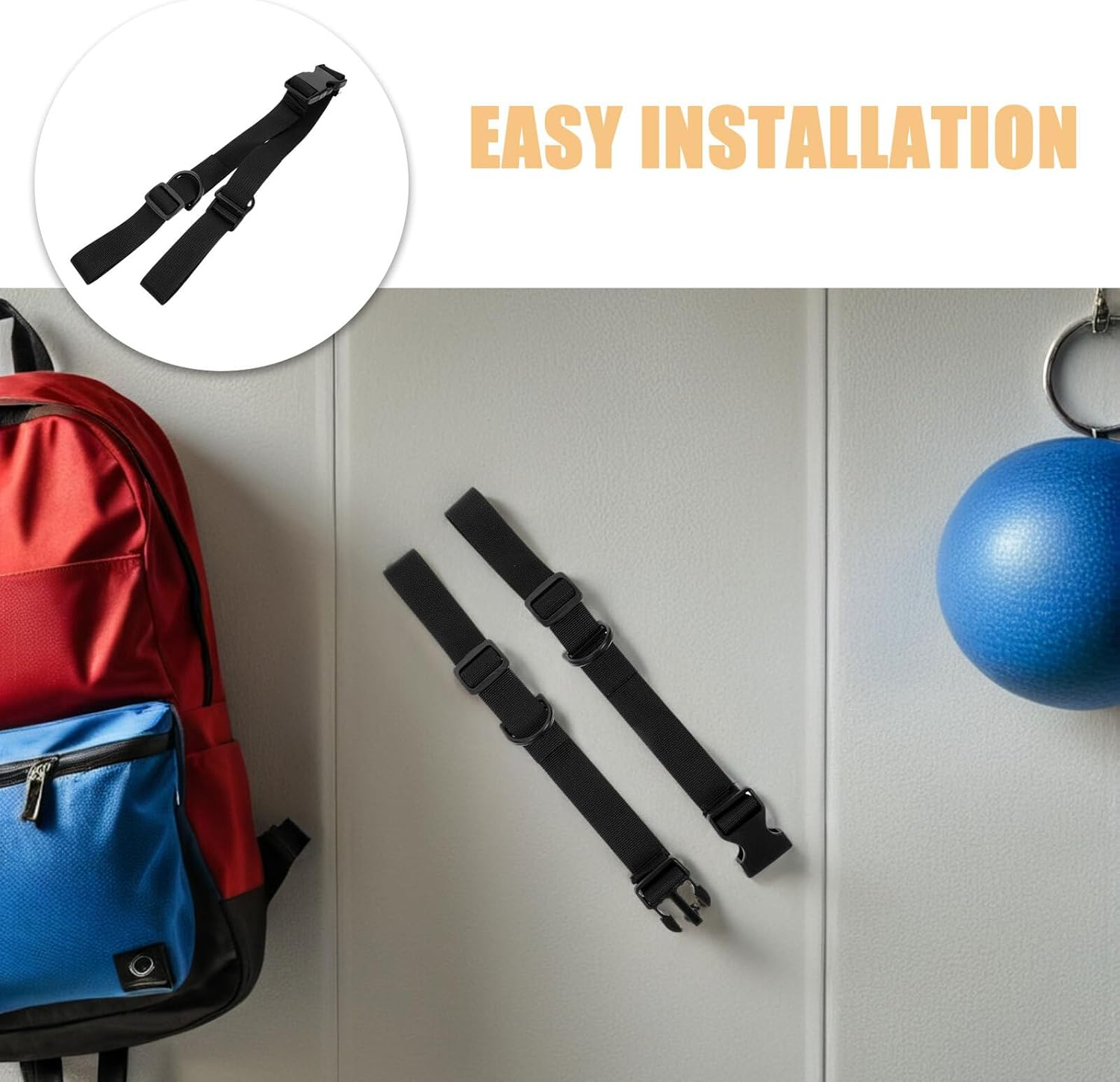 CORHAD 5Pcs Multifunctional Black Nylon Luggage Straps Quick-Release Buckle, Adjustable Backpack Gear Straps for Suitcases, Tents, Yoga Mats and Outdoor Mountaineering image number 1