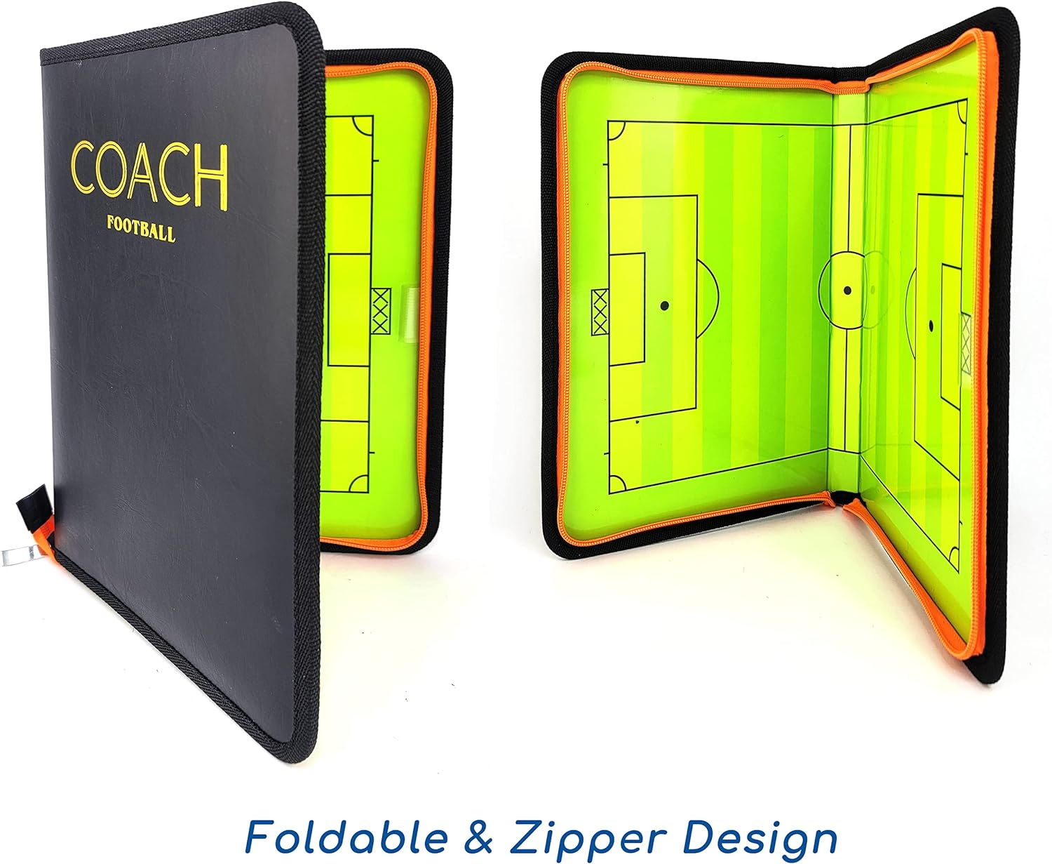 Foldable Soccer Coaching Board Set with Magnetic Number Pieces, Marker Pen, Marker Eraser, Football Full Court Zipper Design Color Strategy Board Training Aid image number 1
