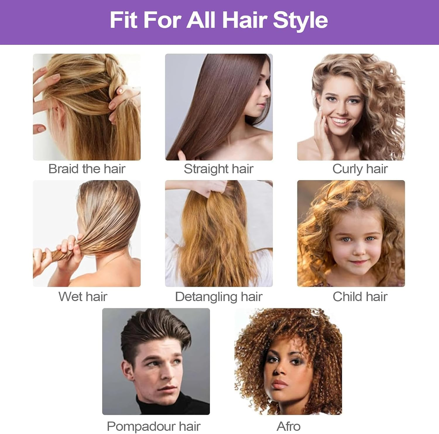 Qkbuza Hair Comb Set | Tail Brush - Detangling Hairbrush Portable Small Comb Tool for Barber Salon Parting Women Girls Braiding image number 5