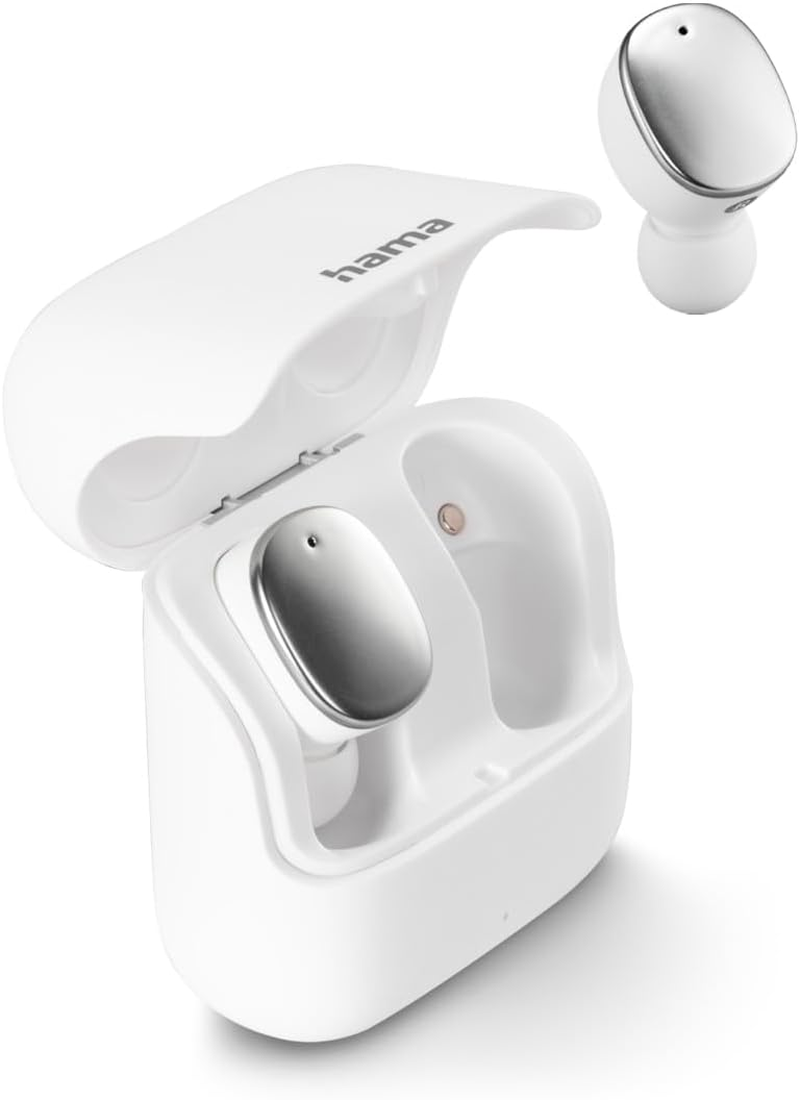 Hama Spirit Pure Bluetooth Headphones (In-Ear Headphones with Microphone, True Wireless Earbuds with Charging Station, IPX5 Splashproof, 25 Hour Battery, Wireless Headphones with Voice Control) White