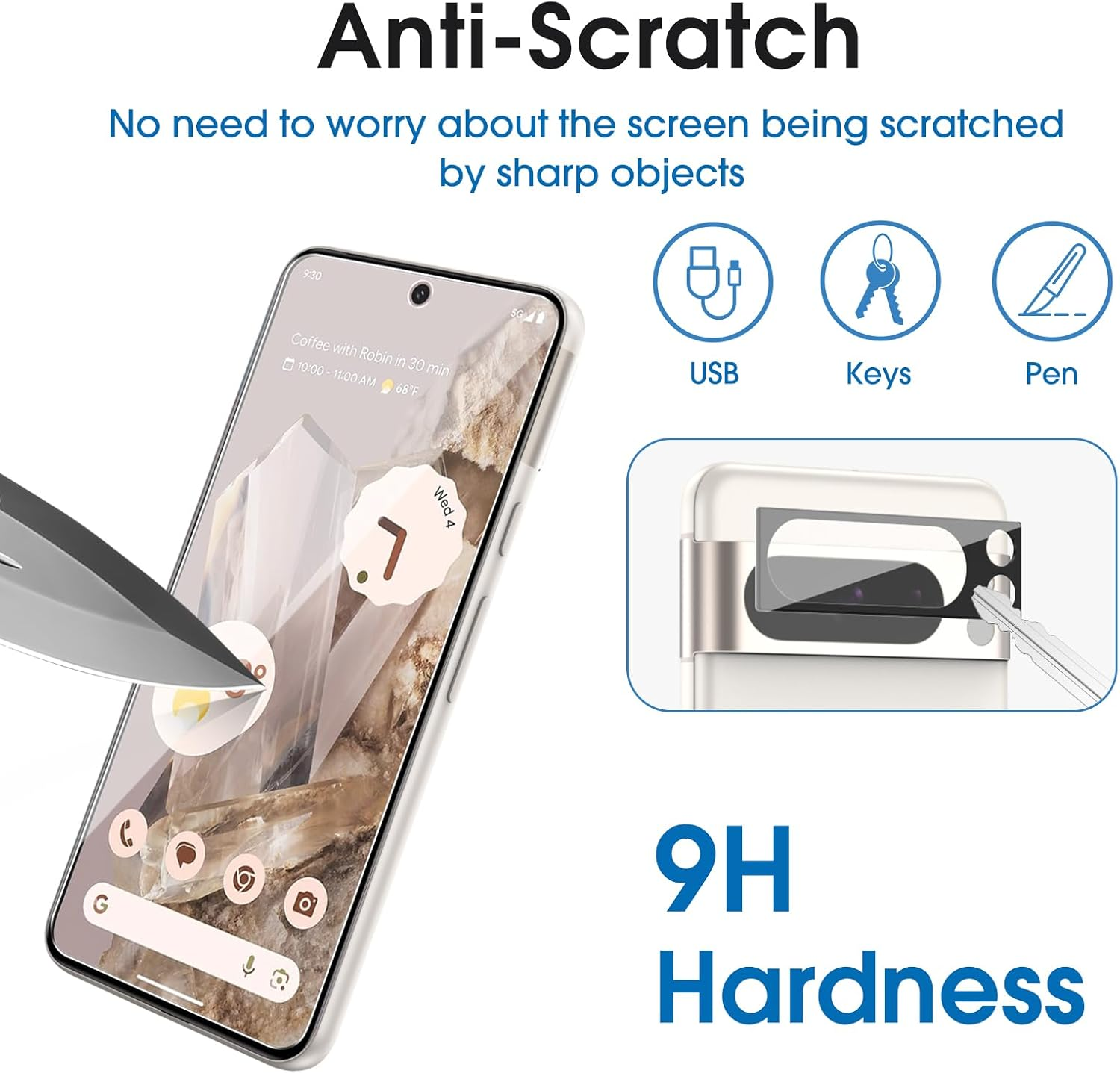 Amfilm 2+2 Pack Tempered Glass Screen Protector Guard for Google Pixel 8 Pro 6.7 Inch 2023 with Camera Lens Protector, 0.33Mm Thickness, HD Clear, Anti-Scratch, Bubbles-Free, Case Friendly image number 1