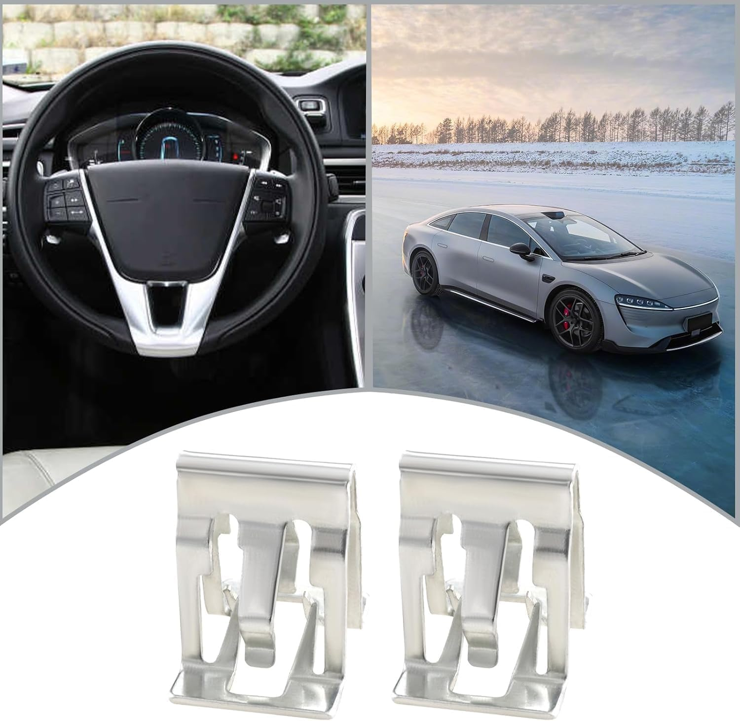 Wzenclave 30Pcs Metal Retainer Clip for Car Console Central Control Panel Clip, Car Multimedia Fixed Clip Car Interior Metal Clip Universal U-Shaped Automotive Fastener Accessocies for Cars(Silver)