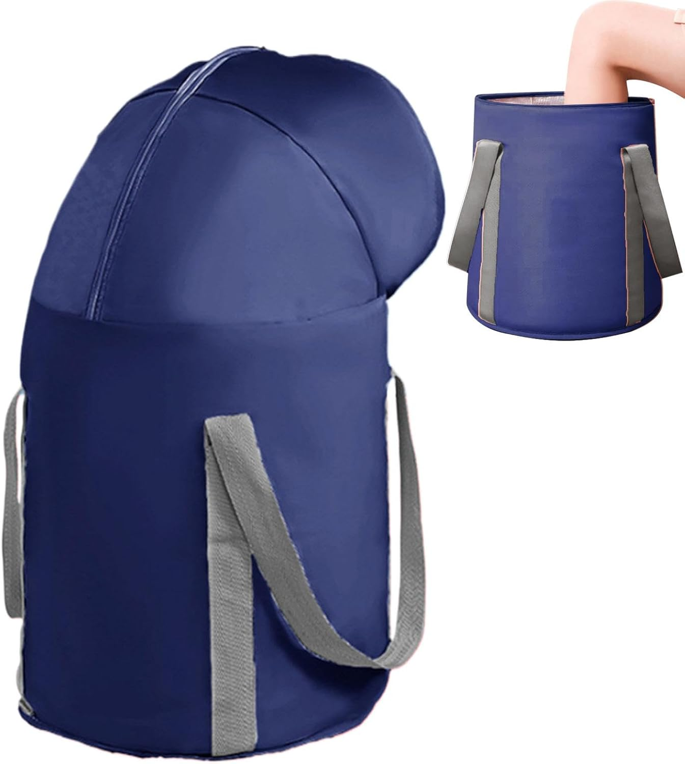 Apujent Portable Foot Bath,Foldable Foot Wash Bag Foot Bath Basin with Knee Cover - Pedicure Foot Spa Tub Bag, Portable Foot Bucket for Travel, Outdoor, Laundry Use