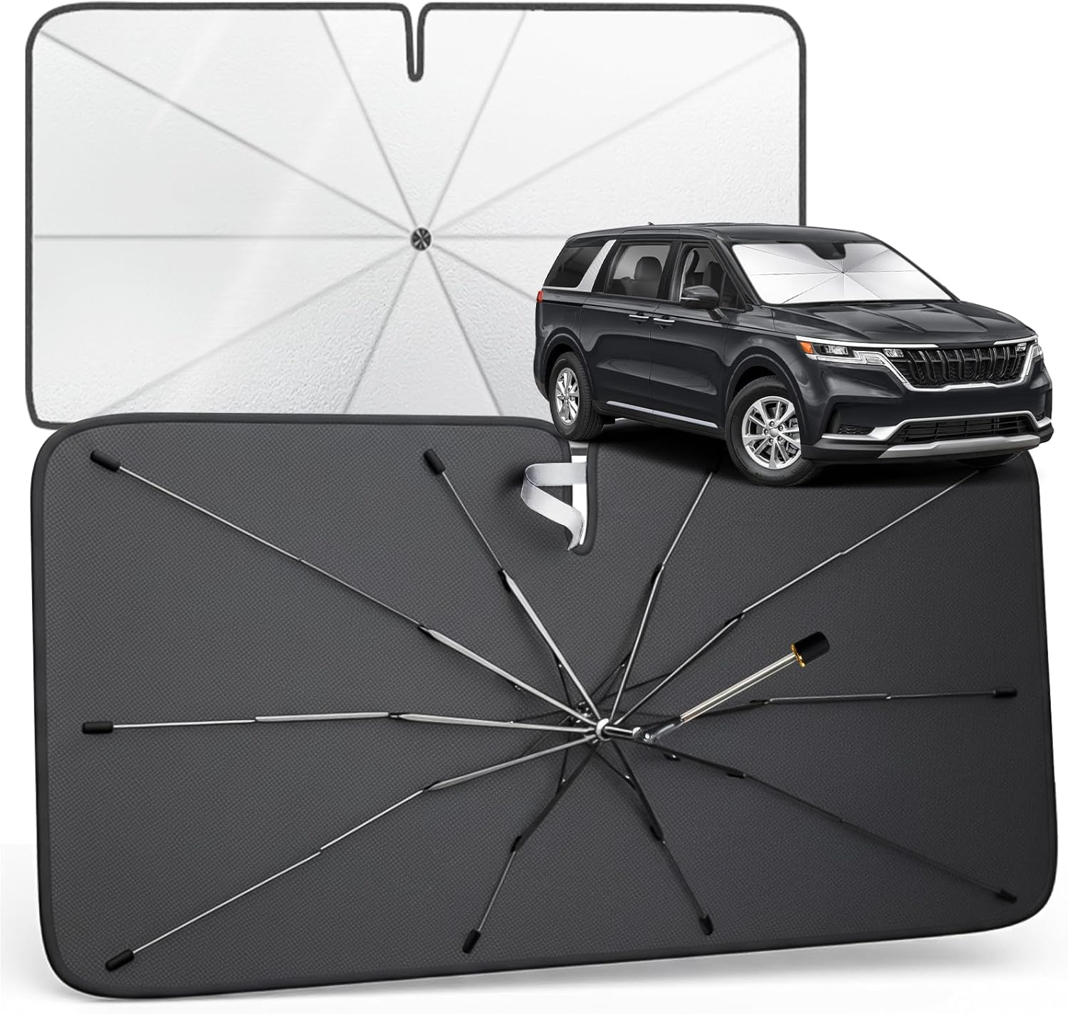 Car Windshield Sun Shade Umbrella &ndash; Foldable Car Sunshade Windshield Cover, Easy Storage Design, UV Protection & Heat Insulation, Universal Sun Visor for Car Window（Xx-Large） image number 5