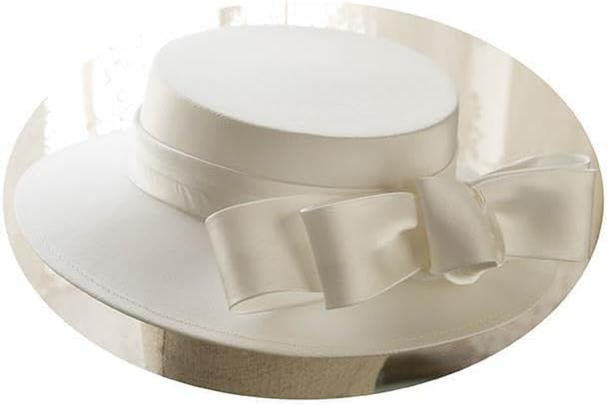 Vintage Elegant Bride British Mesh Bow Flat Top Hat Ball Satin White Headdress Gauze Hat image number 1
