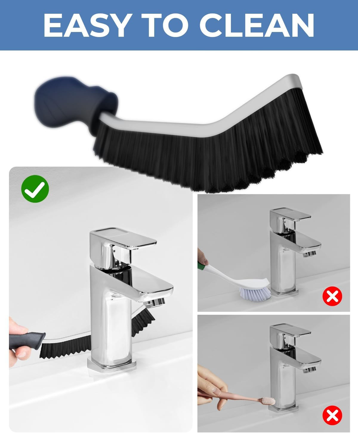 Crevice Cleaning Brushes UK, Serrated Bristle Grouting Cleaning Brush for Small Spaces, Magic Brush, Bathroom Accessory, Cleaning Tools, Cleaning Supplies for Shower, Toilet, Sink (2, Black)