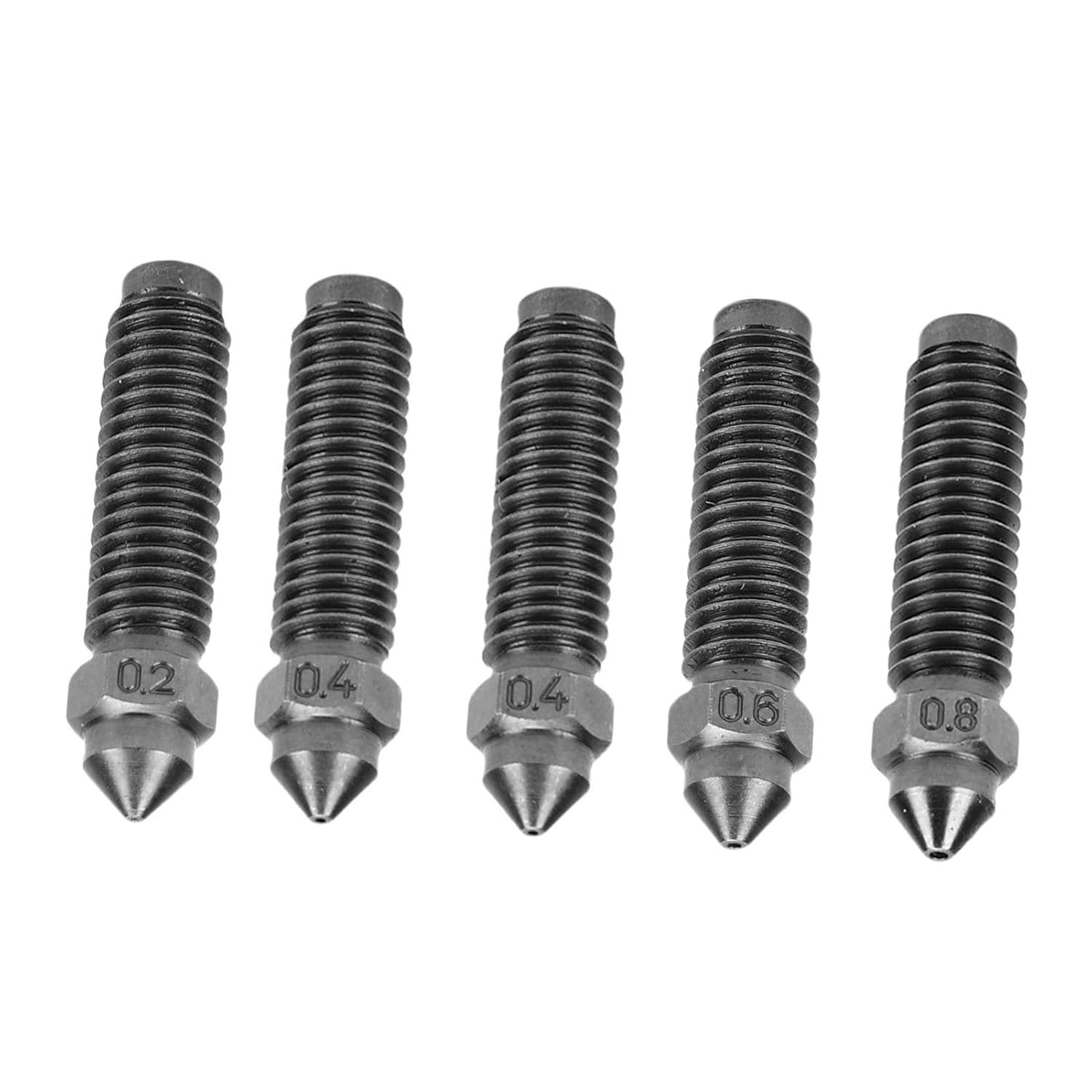 Jectse Carbon Hardened Steel 3D Printer Nozzle Set for High Speed Printing and Multi Material Compatibility, 5Pcs Replacement Nozzle Kit for ELEGOO, PLA/ABS/TPU Printers image number 2