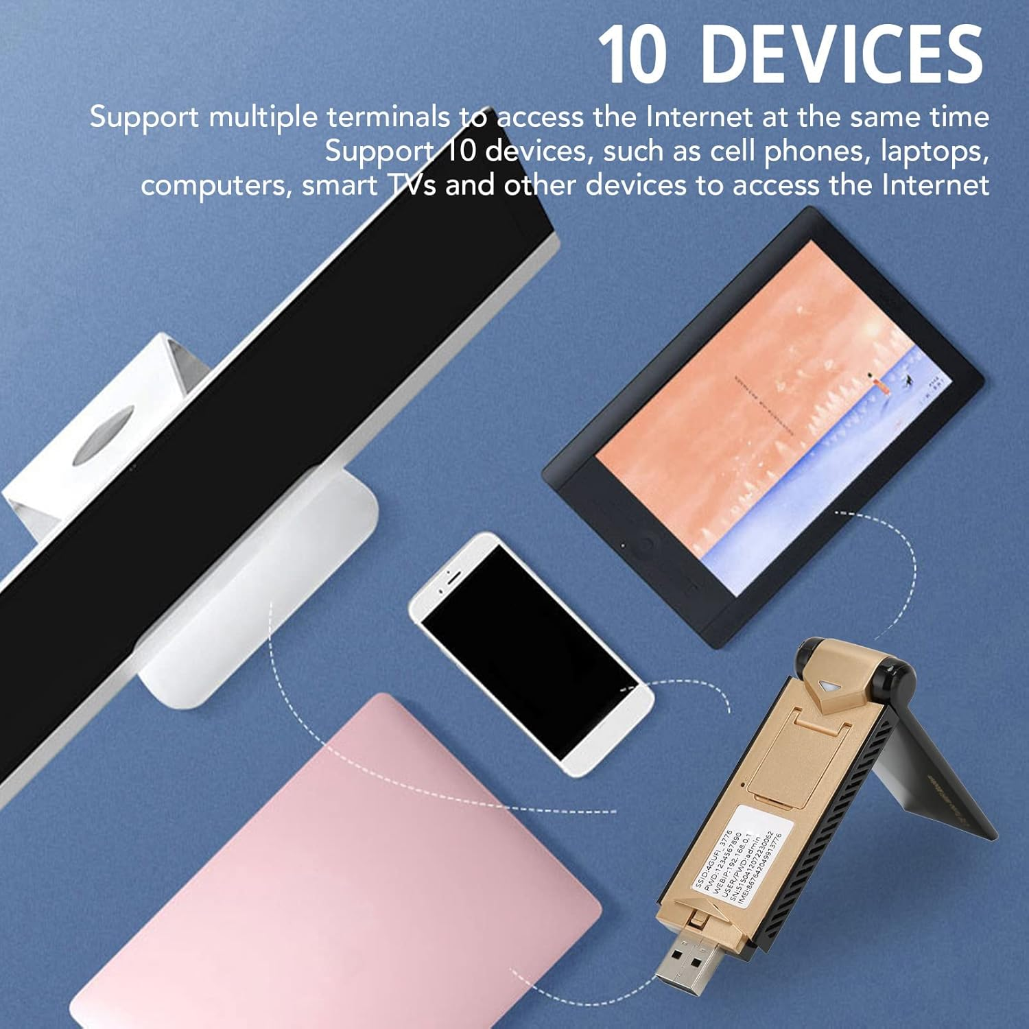 4G LTE USB Portable Wifi Router, Portable 4G Router with SIM Card Slot, Travel Hotspot Mini Router Unlocked 4G Dongle, up to 10 Users image number 5