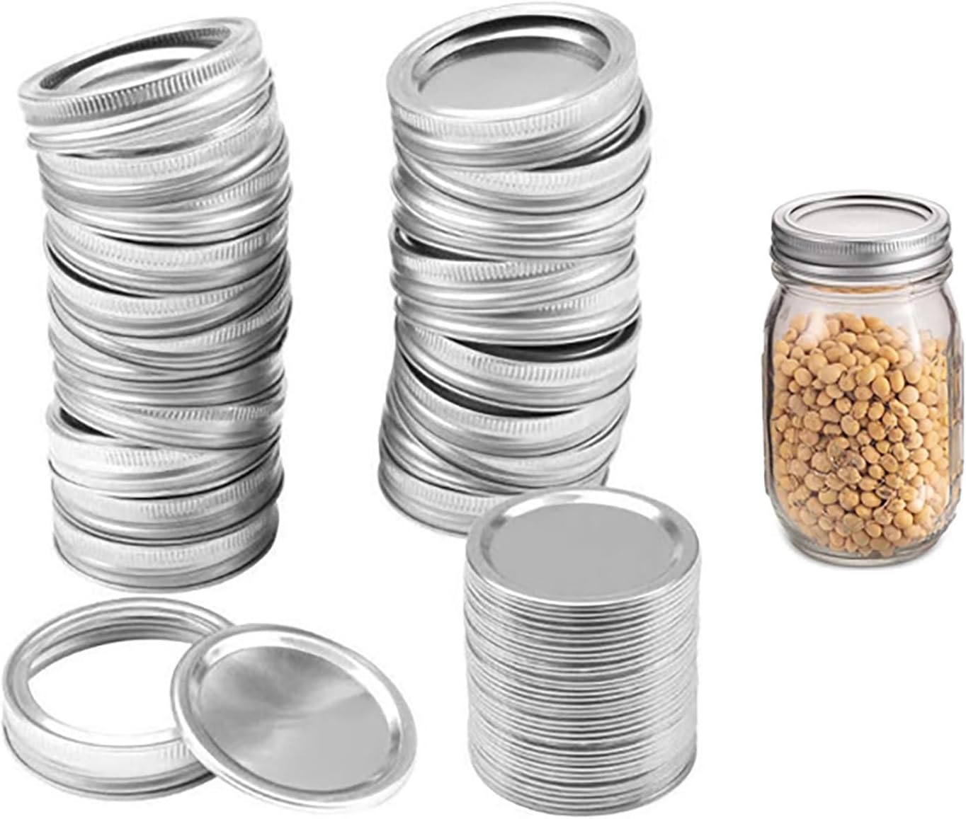 YAKESD 48Pcs/24 Sets Regular Mouth Canning Lids with Rings Fits Ball, 70Mm Regular Mouth Rustproof Screw Bands,Jars Lids with Rings/Bands Mason Jars for Canning Food Fruits image number 2