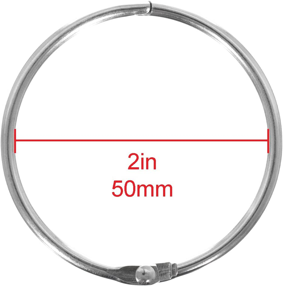 Craft County Book Ring Nickel Plated Metal Loose Leaf Rings Binder Hinge Snap Ring Key Ring, 2-Inch Diameter, 10 Pieces, Silver image number 2