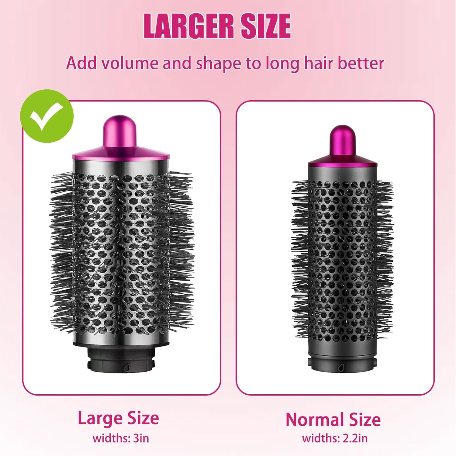 Large round Volumizing Brush for Dyson Airwrap, Large round Brush Attachment Compatible with Dyson Airwrap HS05 HS01 for Fluff Up, Volumize and Styling Hair (Rose) - Gold image number 3