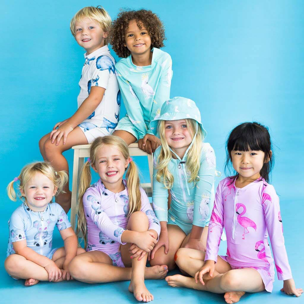 Cheeky Chickadee Pink Koala Girls Long Sleeve Zip Swimmers |6-12M image number 4