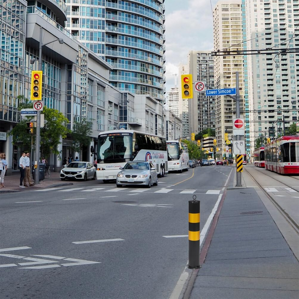 Gatuida 2Pcs Safety Warning Columns Driveway Security Posts Barricade Barrier Reflective Tape image number 3