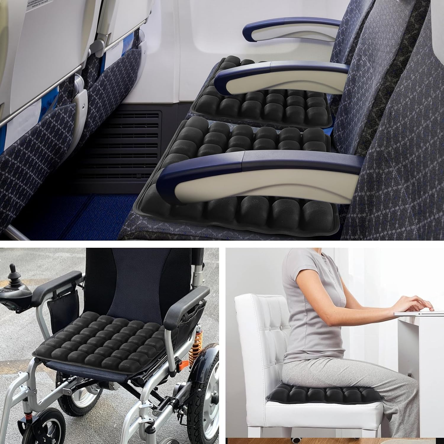 Travel Cushion，2025 New 3D Self-Inflatable Air Cell Seat Cushion for Pressure Relie ，Portable Airplane Seat Cushionfor Long Flights，Comfortable Air Seat Cushionfor for Office Chair，Wheelchair，Car image number 6
