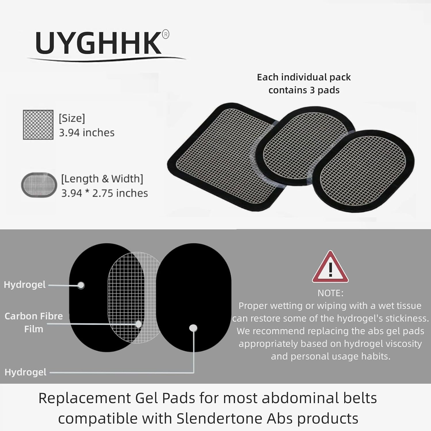 UYGHHK Gel Pads for All Abdominal Belts, Replacement Gel Sheet for Abdominal Toning System, Replacement Gel Pads image number 3