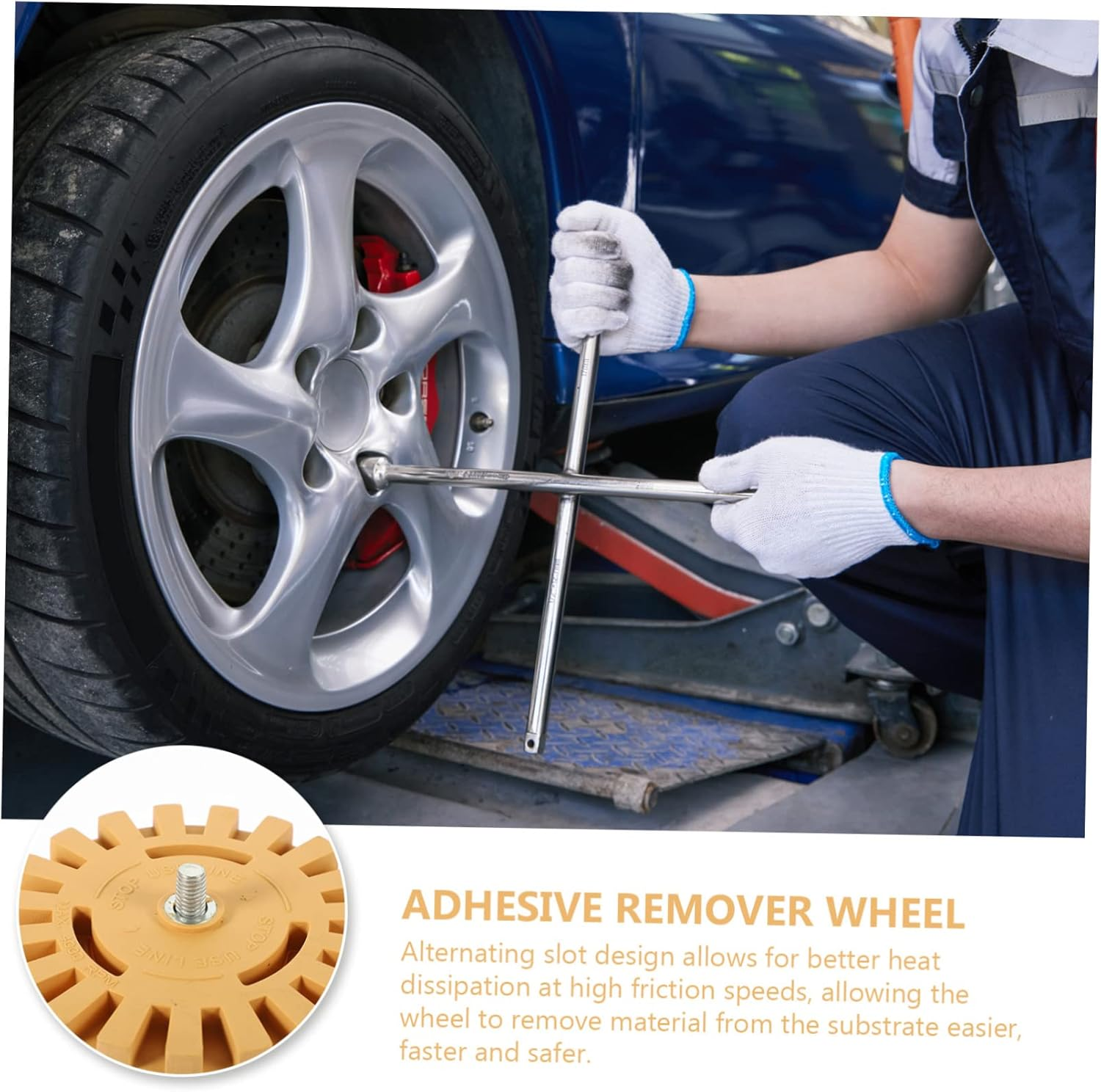 HOMSFOU Rubber Eraser Wheel Sticker Remover 2Pcs 100Mm 20Mm Automotive Adhesive Remover for Car Detailing Tools, Pneumatic Decal Removal Pads Compatible with Vehicle Paint Surface image number 5