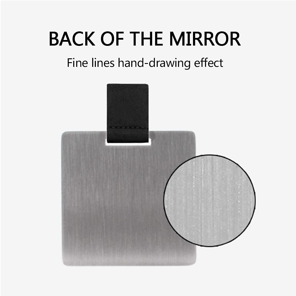 Ultra Thin Pocket Mirror Unbreakable Stainless Steel with PU Leather Bag, Easy to Carry, Lightweight and Suitable for Makeup, Camping, Travel (Black)