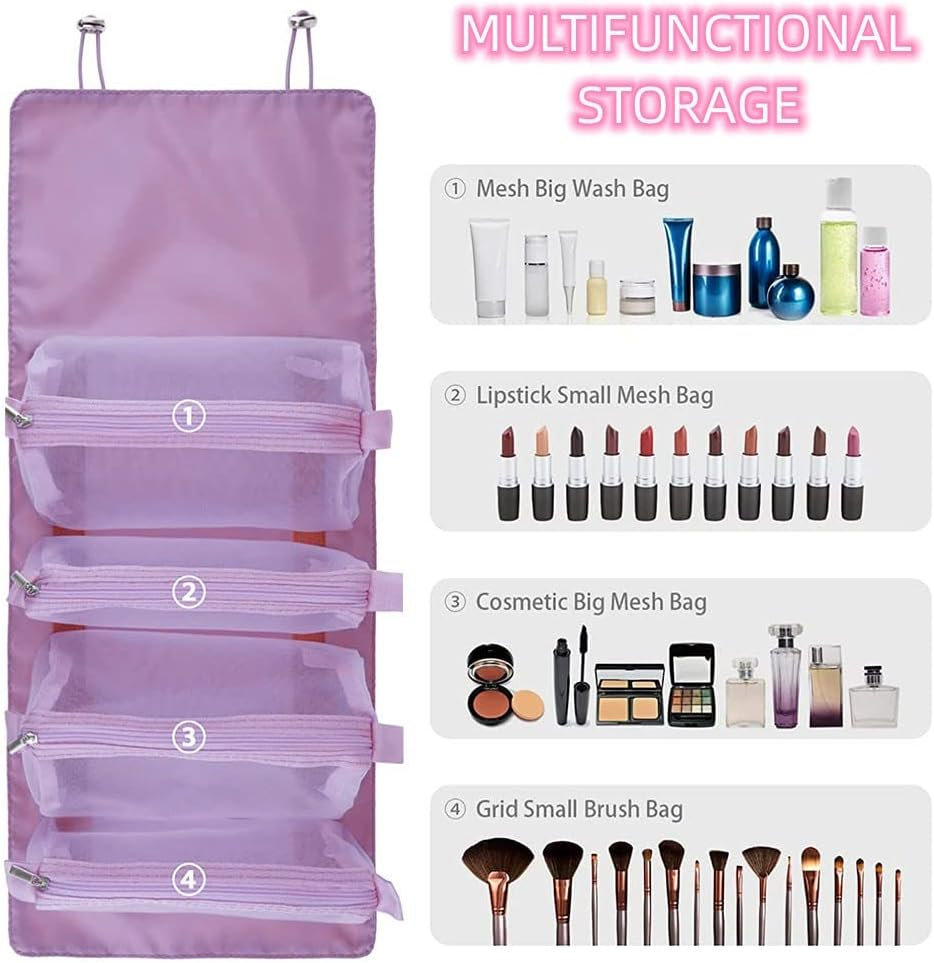 Roll up Makeup Bag Cosmetic Bag,Roll up Makeup Bag Toiletry Bag,Roll up Make up Storage Organizer,Roll up Makeup Toiletry Bag,Roll up Travel Cosmetic Makeup Toiletry Bag,Foldable Travel Toiletry Bag image number 5