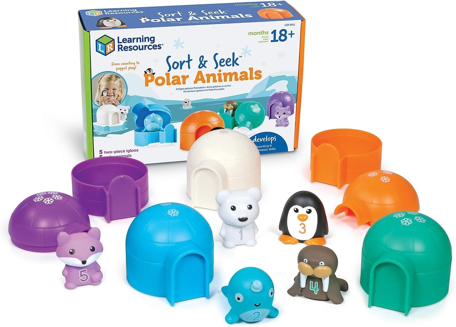 Learning Resources Sort & Seek Polar Animals, Toddler Activities, Educational Toys, Educational Toy Set Color, Teaching Toys, 15 Pieces, Age 18 Months+ image number 4