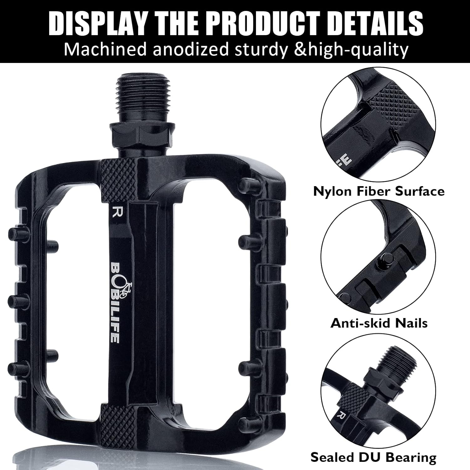 2 Bearings Mountain Bike Pedals - MTB Pedals Bicycle Flat Pedals Aluminum 9/16" Sealed Bearing Lightweight Platform for Road Mountain BMX MTB Bike image number 1