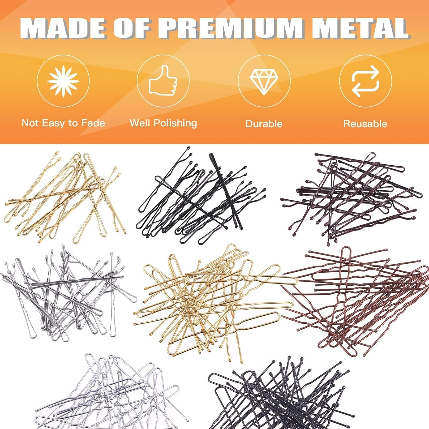 420 Piece Hair Pins Set, Metal Wavy Shape Hair Clips, Includes 160 Bobby Pins + 160 U-Hair Clips + 100 Rubber Bands, Hair Clips Set with Storage Box for Women Girls Hairdressing Salon image number 1