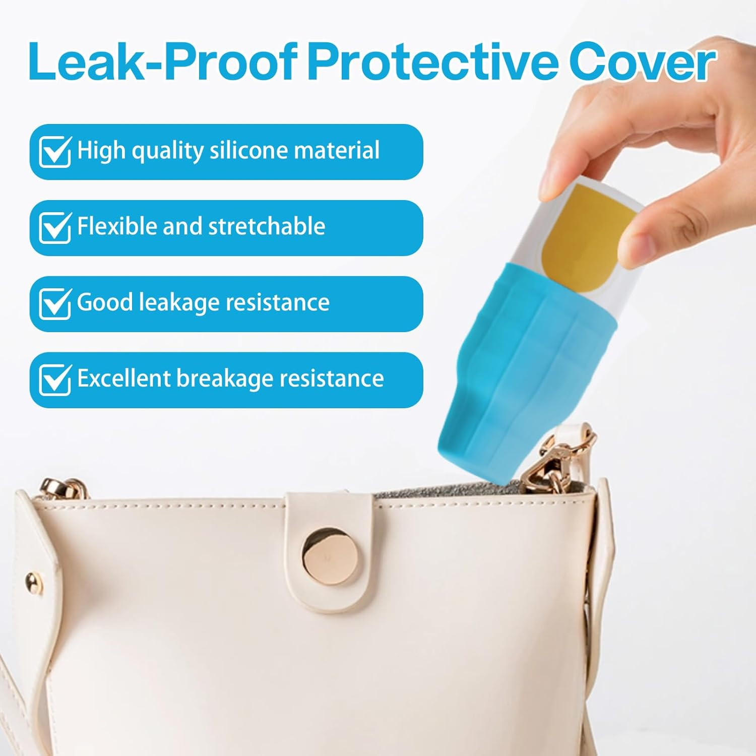 8 Pcs Reusable Silicone Leak-Proof Sleeves, Highly Elastic Travel Bottles Covers Suitable for Various Bottle Types Perfume Bottles Toiletries Mineral Water Bottles(Blue/Black/White/Pink) image number 6