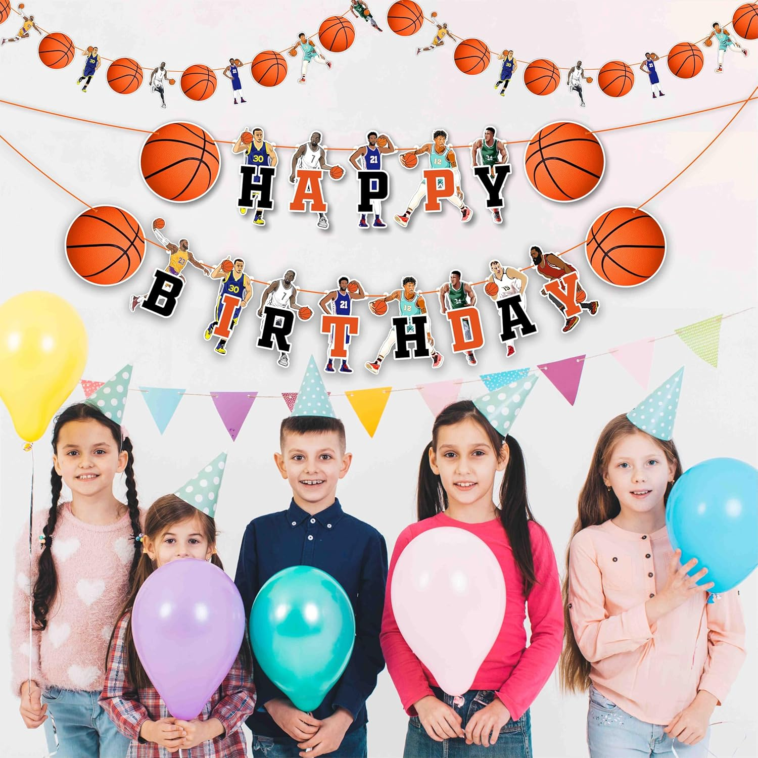 Basketball Theme Birthday Party Supplies &ndash; Sports Party Decorations for Kids, Basketball Cake Toppers, Balloons, Plates & More for Basketball Fans image number 6