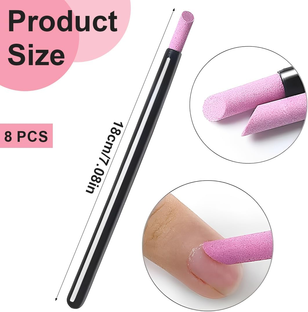 UEAVOID Pack of 8 Double Headed Cuticle File Stone, Quartz Pen, Nail File Stone, Quartz Stone Nail File, Cuticle Pusher, Nail Grinding Pen, Stone Nail File Pen, Nail Grinding Pens image number 5