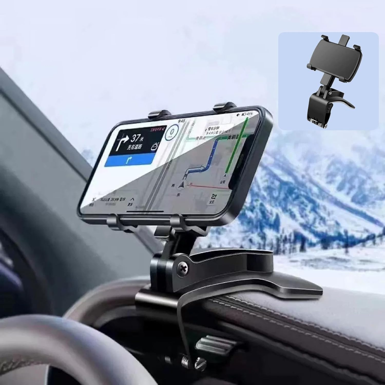 Universal Car Phone Holder Mount,360 Degrees Rotation Dashboard Phone Holder [Upgrade Clip Never Fall],Car Phone Mount for Iphone,Samsung,Google,Nokia,And 4 to 7" Smartphones image number 1