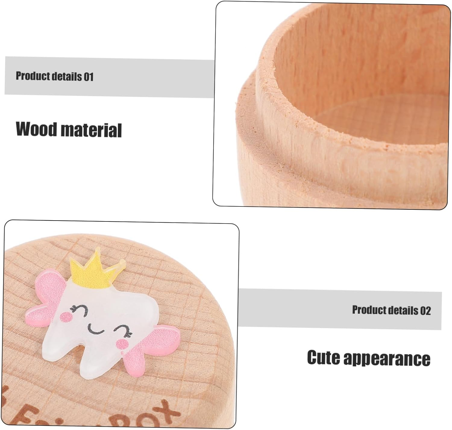 GARVALON Handcrafted Wooden Tooth Box Fetal Hair Saver Boys and Girls Tooth Collector Storage Box image number 3