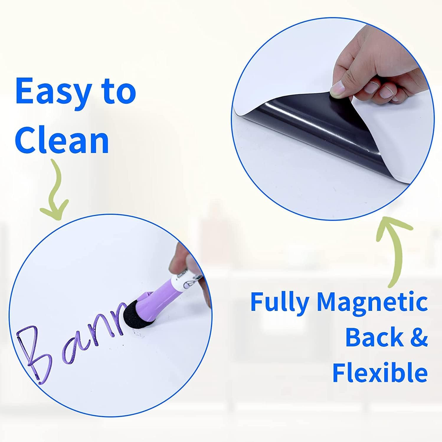 2Pcs Magnetic Dry Erase Whiteboard for Fridge, Magnetic Dry Erase Board Sheet with 4 Dry Erase Markers and 1 Eraser with Magnets, 2 Magnetic Pins, Magnetic Whiteboard for Fridge image number 4