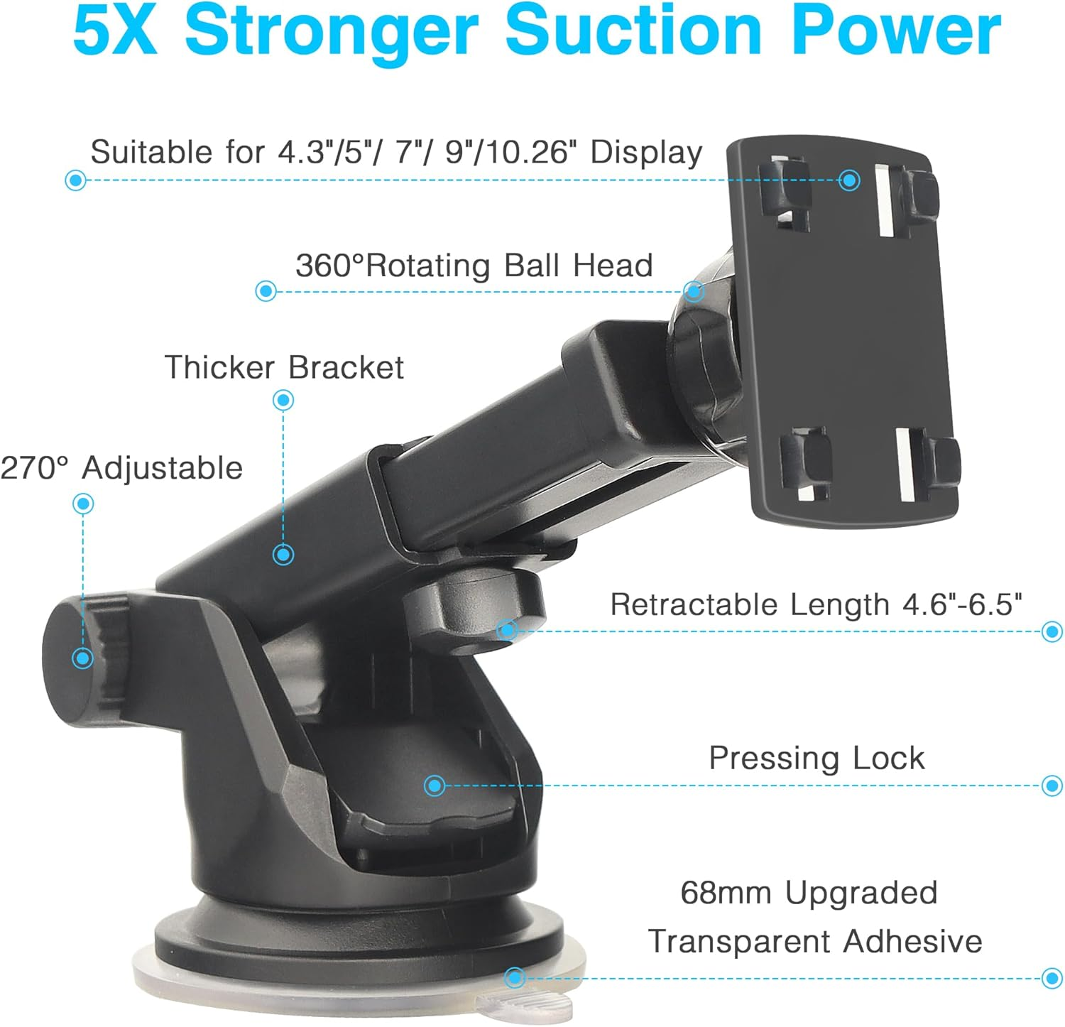 Carplay Mount(2Pcs),(4.3"-10")Backup Camera Monitor Mount,Android Auto Screen Dashboard Mounting Bracket for Carpuride,Car Play Screen Windshield Suction Cup Mount,Rear View Camera Display Holder image number 4