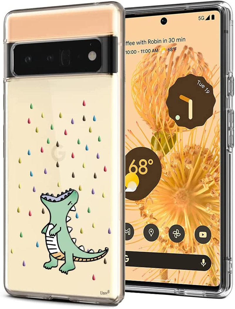 Unov Pixel 6 Pro Case Clear with Design Soft TPU Shock Absorption Slim Embossed Pattern Protective Back Cover for Pixel 6 Pro 5G 6.7 Inch (Flower Bouquet)
