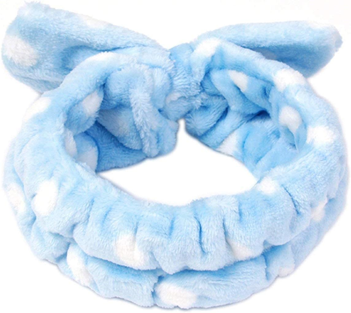1Pc Blue Face Wash Hairband Women Bow Makeup Cosmetic Elastic Headband New Released Reliabl，Hair Care image number 5