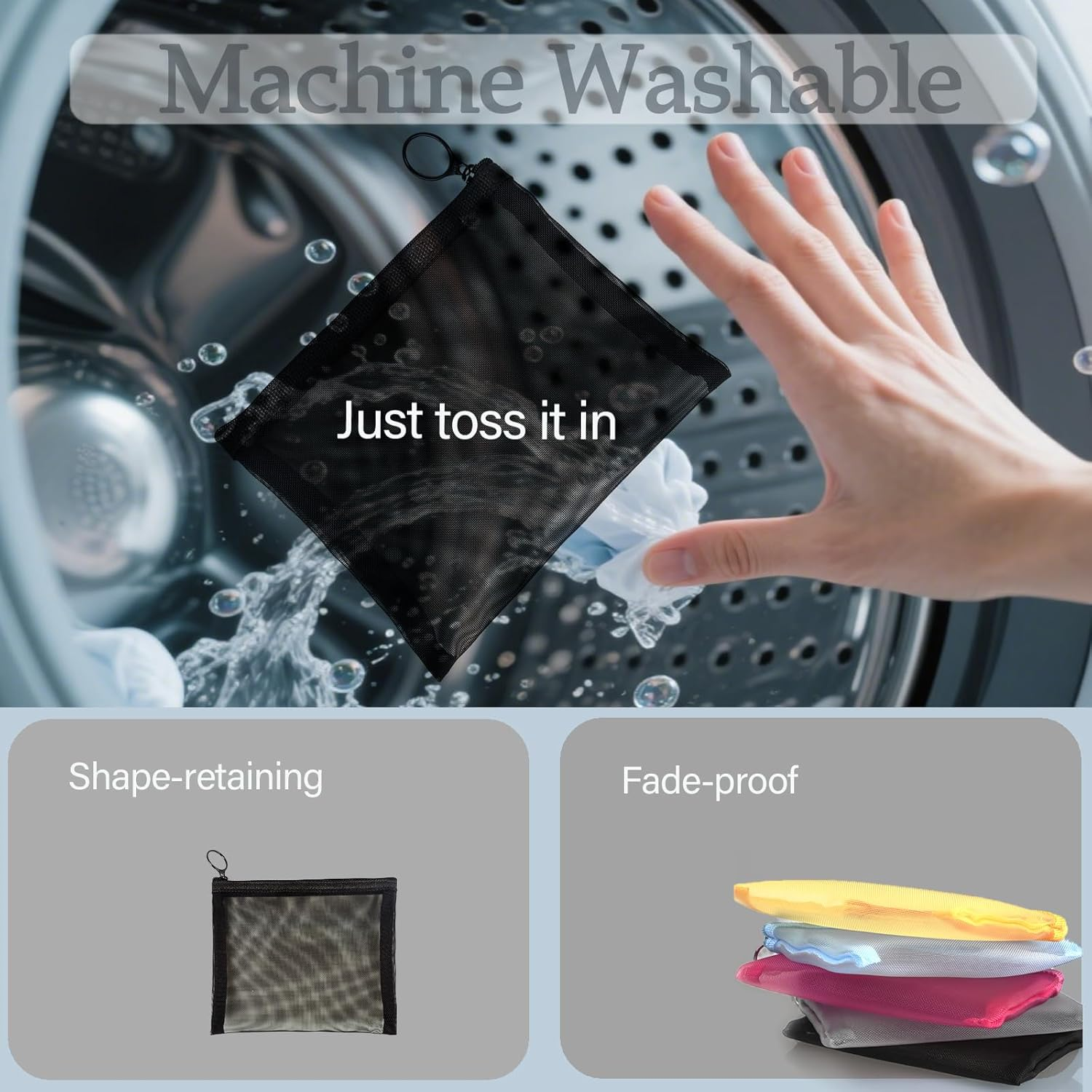 Patu Mini Zipper Mesh Bags, 4" X 5", Size S / A7, 5 Pieces, Beauty Makeup Lipstick Cosmetic Accessories Organizer, Small Travel Kit Storage Pouch, Black