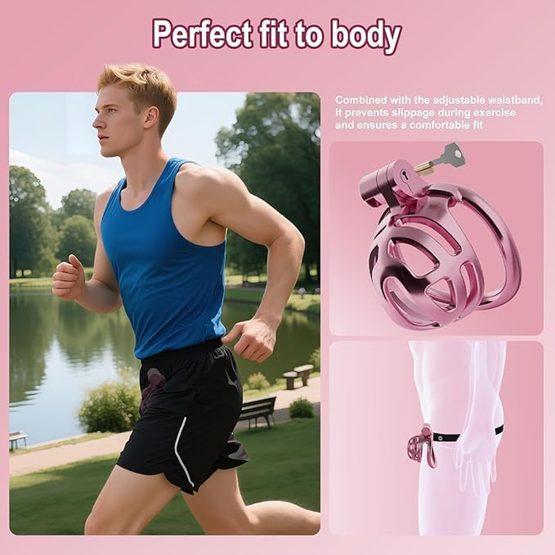 Male Chastity Cage, Lightweight Cock Cage with 4 Sizes Rings and Chastity Belts, Chastity Device with Invisible Lock and Key for Man Penis Erection Control & Bondage Play, BDSM Adult Sex Toys