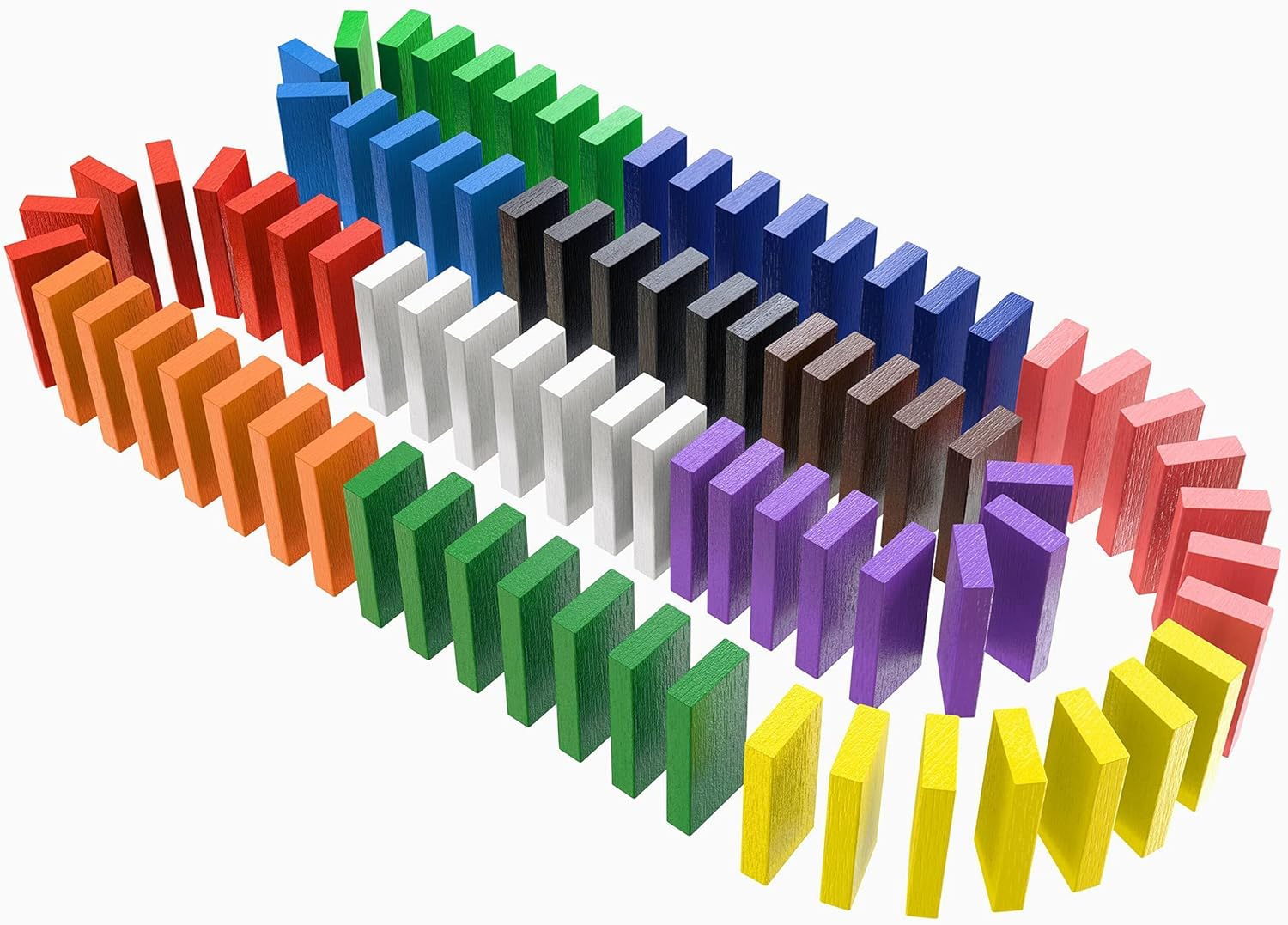 AQSXO 12 Colors Bulk Dominoes, Wooden Domino Blocks, for Kids Birthday Party Favor Kids Racing Toy Game, Building and Stacking Toys 120Pcs. image number 1