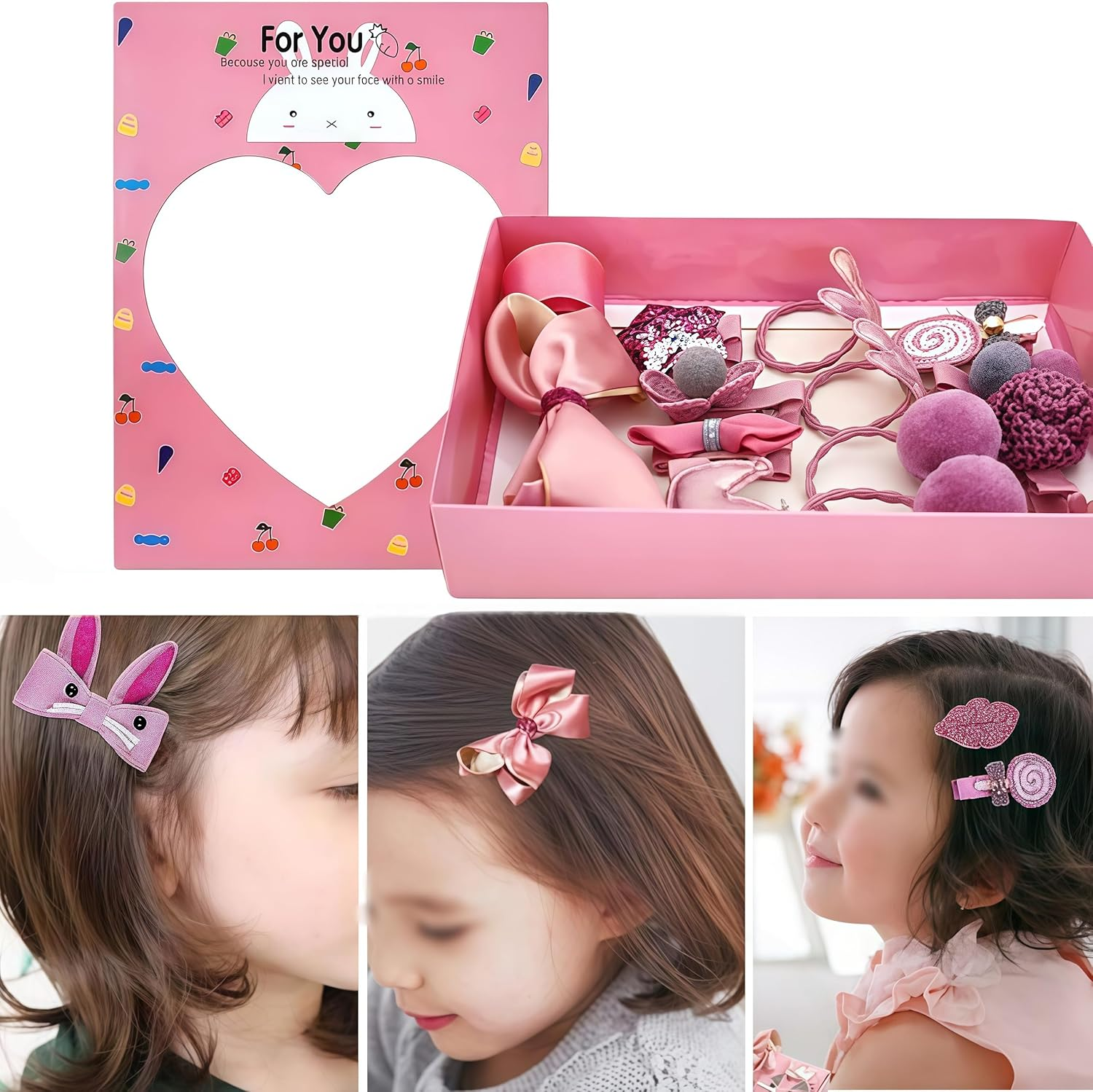 Little Girl Hair Accessories Gift Set,18 Pieces Pink Baby Girls Assorted Styles Hair Ties Hairpins,Baby Girl'S Hair Clips,Holder Hairpins Set Girls,For Baby Girls Teens Toddlers image number 3
