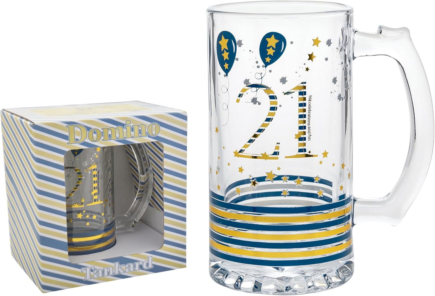 Gibson Gifts Rush Designs Men'S 21St Birthday Tankard - Blue & Gold Handled Beer Glass for Him image number 1