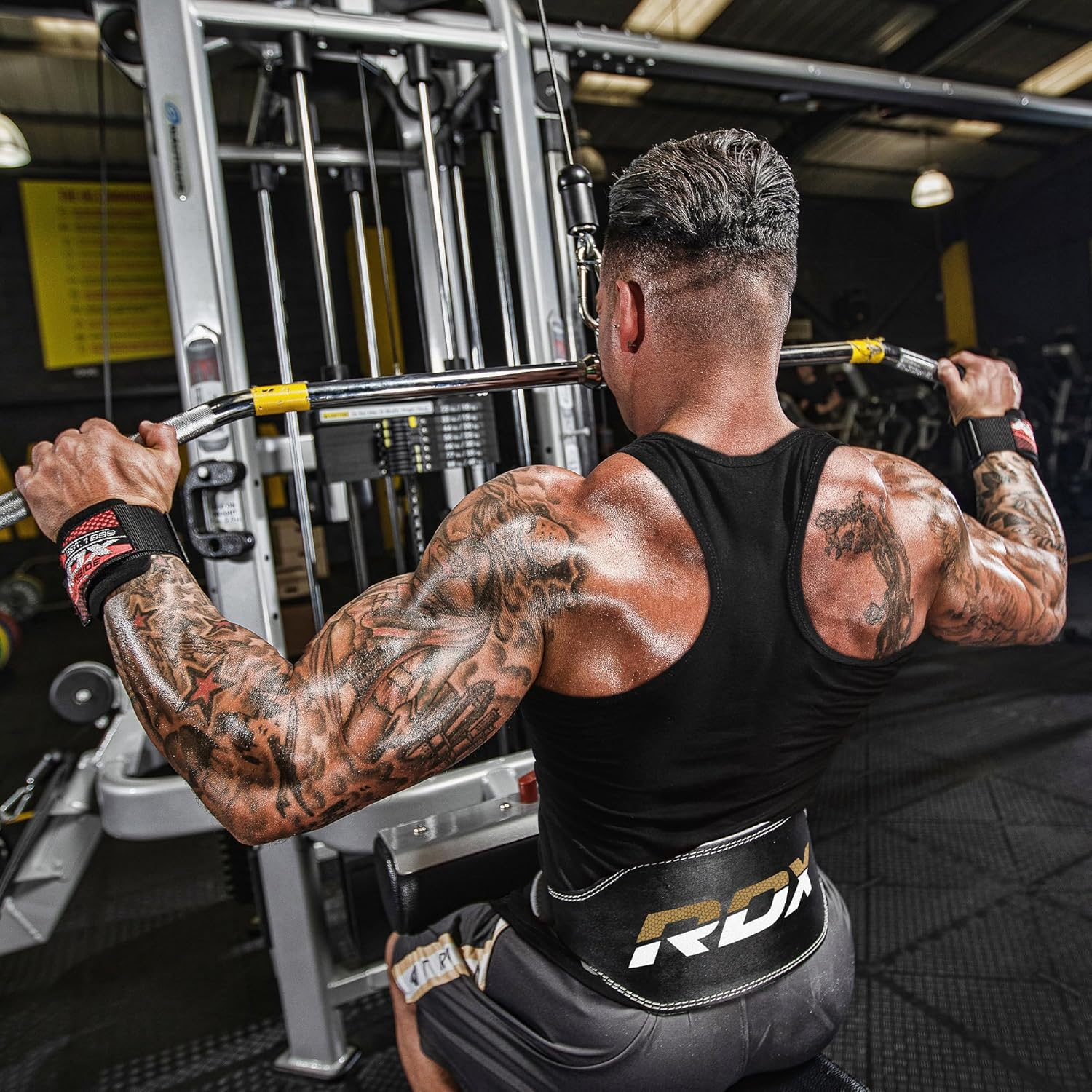 RDX Weight Lifting Belt for Fitness Gym Adjustable Leather Belt 6" Padded Lumbar Back Support Great for Bodybuilding, Powerlifting, Deadlifts Men Workout, Squats Exercise (Large Size) image number 5