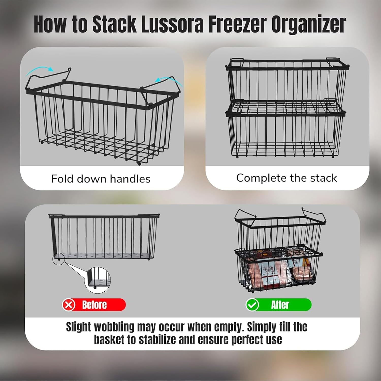 CHONYI Freezer Organizer Bins,4 Pack Small Stackable Deep Freezer Organizer Bins,Chest Freezer Organizer,14.5X7.1X6.1In image number 4