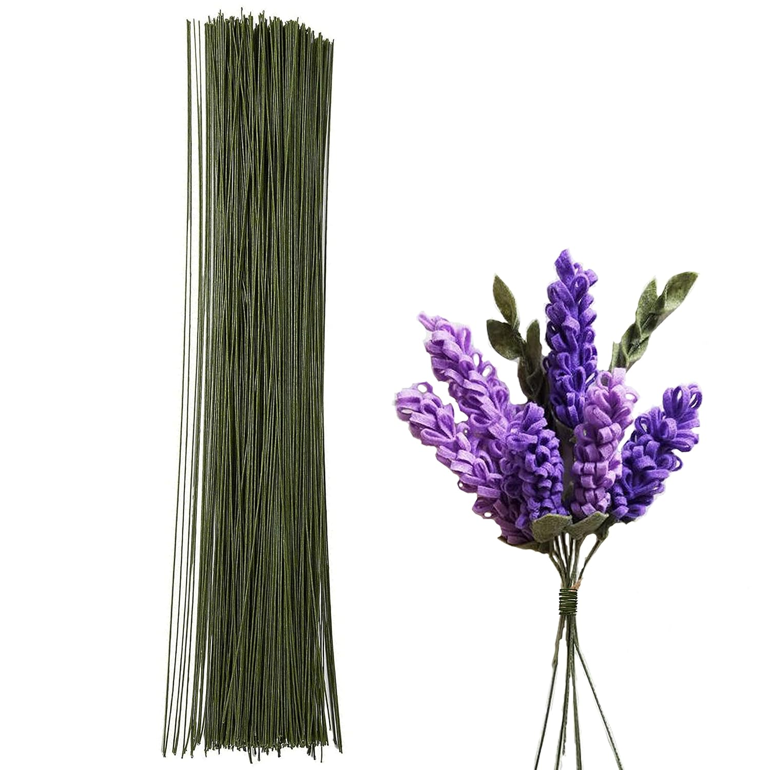 BEADNOVA Fake Flower Stems 50Pcs 18 Gauge Floral Wire Stems Flower Wire for Crafts Arrangement Florist DIY Bouquet (Brown, 50 Pcs)