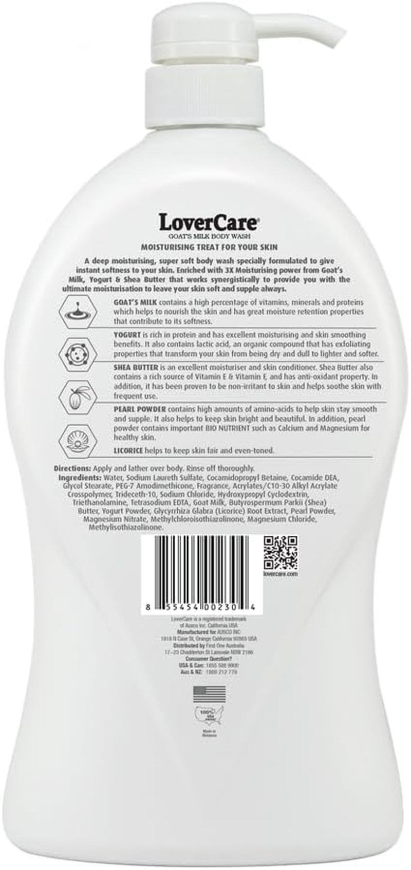 Combo Pack - Lovercare Goat'S Milk Body Wash with Pearl Powder 1200 Ml - Hand & Body Lotion Pearl Powder 800Ml