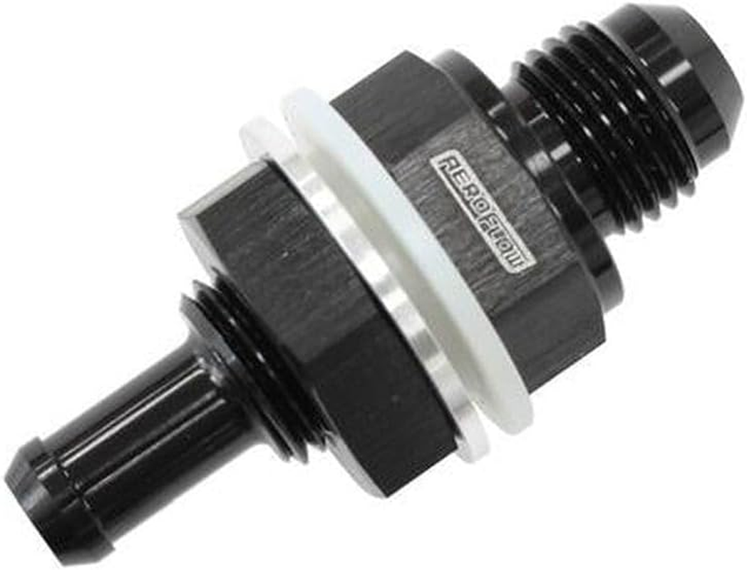 Aeroflow AF927-06-05BLK -6An Bulkhead Fitting W/ 5/16 Barb